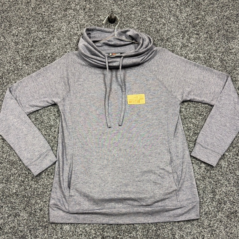 HeatLast Hoodie SOFT M Blue Cowl Neck Ocean Hut Pullover Sweatshirt Athleisure